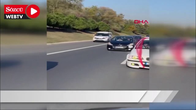 Düğün konvoyundan makas