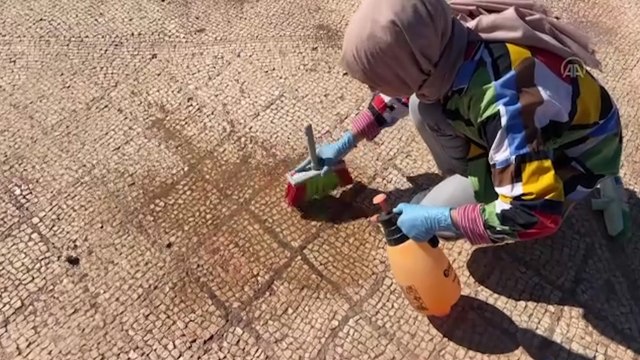 Perre Antik Kenti’nde 1800 yıllık mozaik taban bulundu