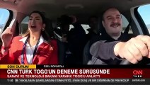CNN Türk muhabiri Fulya Öztürk'ün, TOGG'un deneme sürüşü sırasındaki tepkisi olay oldu