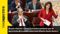 Isabel Díaz Ayuso a Mónica García: «Usted es la única sanitaria que se aprovecha de lo público para boicotearlo desde dentro para que funcione mal»