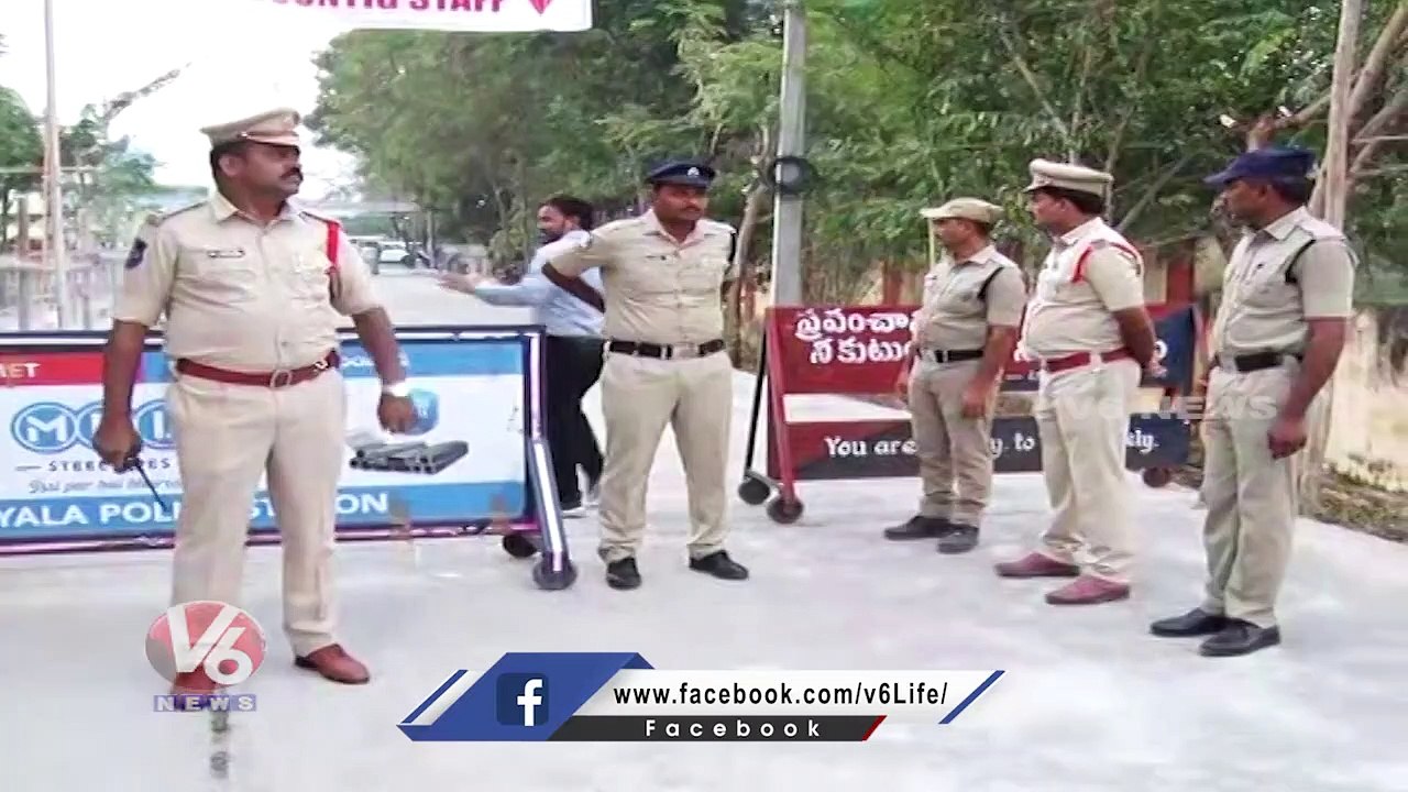 High Level Security At Munugode Bypoll Counting Center _Arjalabavi FCI Godown  Nalgonda Dist _ V6