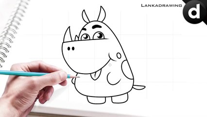 simple and cute rhino drawing tutorial 2