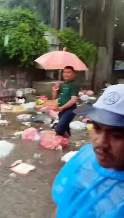 flood and garbage everywhere very dirty