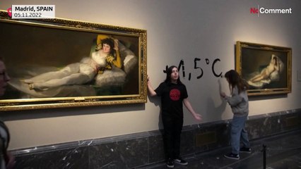 شاهد | ناشطتان مناخيتان من منظمة "تمرد ضد الانقراض" تلصقان يديهما بلوحة لغويا في مدريد