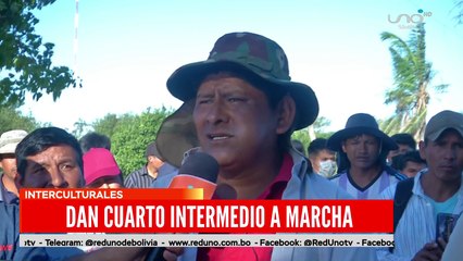 Interculturales dan cuarto intermedio a marcha hacia Santa Cruz