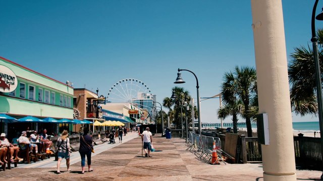 The Myrtle Beach Boardwalk in South Carolina! Scenic Tour of Promenade, Restaurants & Attractions Travel VLOG & Review
