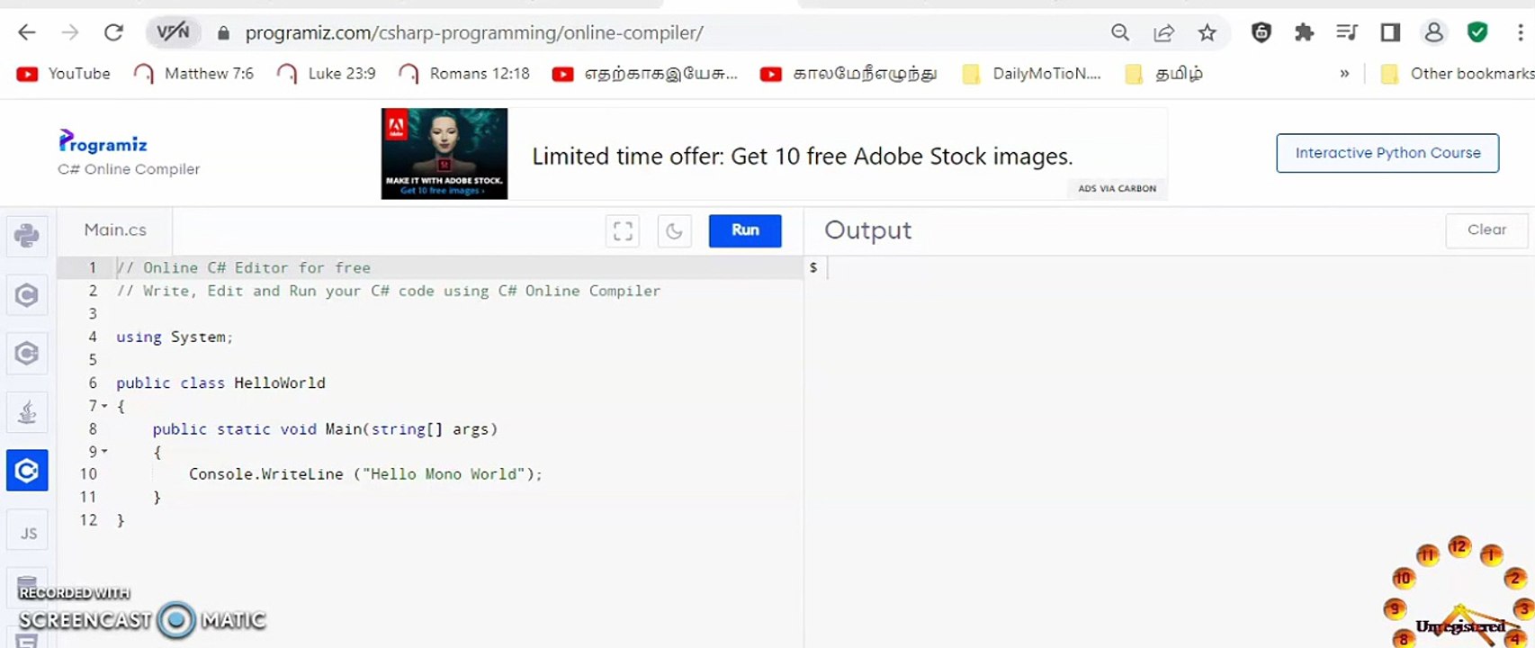 c sharp online compiler demo
