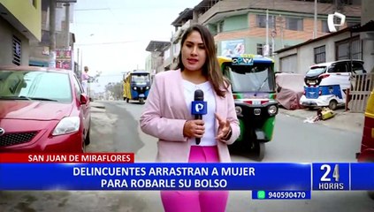 SJM: delincuente arrastra a madre y a su hijo para robarle su cartera