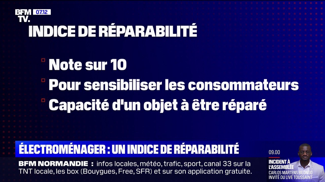 Qu'est-ce que l'indice de réparabilité étendu ce vendredi aux appareils électroménagers?