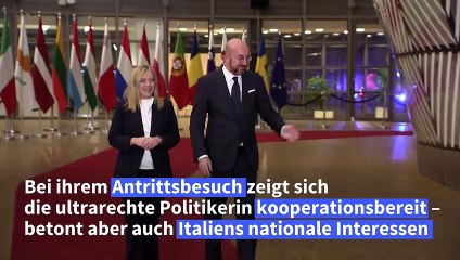 Meloni zeigt sich in Brüssel kooperationsbereit - und will für "nationale Interessen" kämpfen