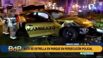 Miraflores: Auto se estrella en parque tras persecución policial