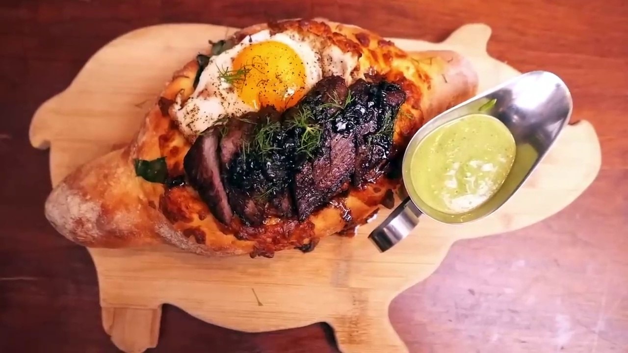 American Food STEAK AND EGG CHEESEBOAT in Brooklyn New York City