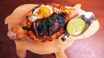 American Food | STEAK AND EGG CHEESEBOAT in Brooklyn New York City