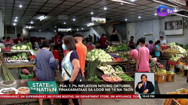 PSA: 7.7% Inflation nitong Oktubre, pinakamataas sa loob ng 14 na taon | SONA