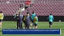 El último entrenamiento de Piqué con el Barça: sonrisa pura y de bromas con Lewandowski