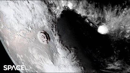 Hunga Tonga Volcano Erupts Again, Triggers Tsunami - Seen from space I Space.com