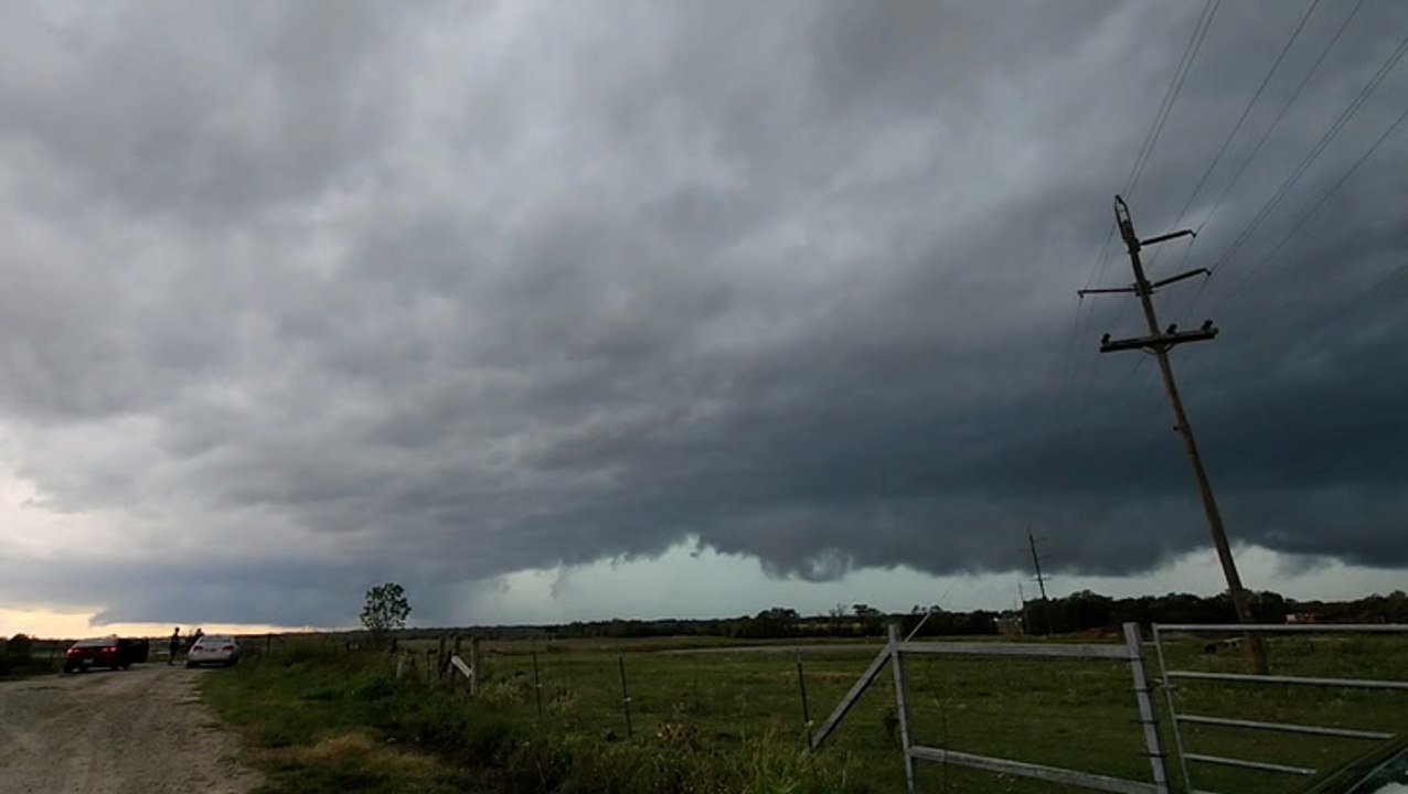 Dark storm clouds hover over the Dallas-Fort Wo...