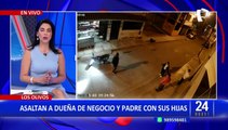 Doble asalto en Los Olivos: Delincuente en moto roba a dueña de negocio y a padre con sus hijas