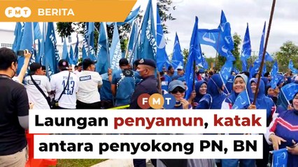 Suasana tegang  antara penyokong PN, BN dengan laungan penyamun, katak