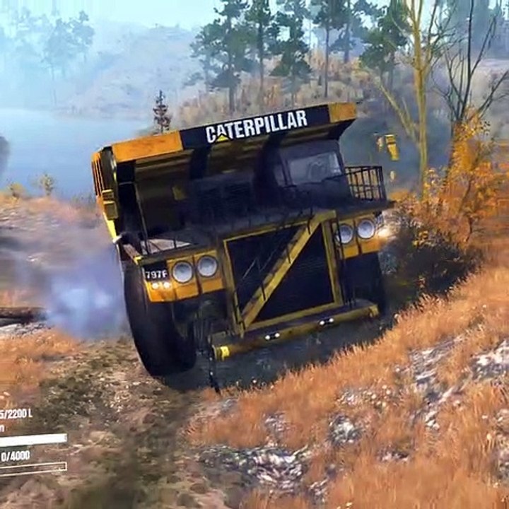 Caterpillar truck overturns on the bridge