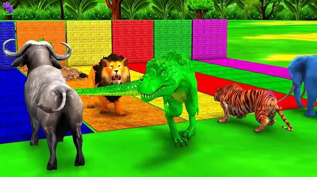 Choose Right Wall With Gorilla Zombie T-Rex Tiger Buffalo Elephant Lion Wild animals Matching Game