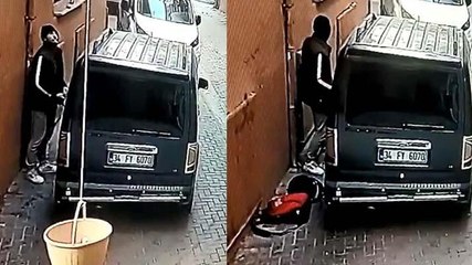 Park halindeki otomobili çalan şüpheli kamerada