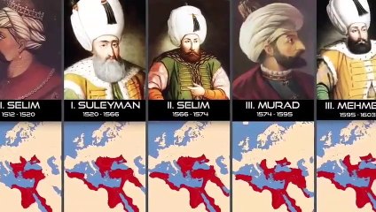Osmanlı Padişahları ve dönemlerinin mevcut toprakları.