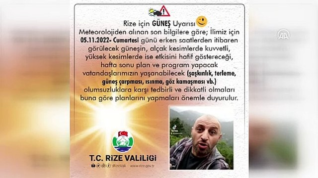 Rize Valiliğinden hafta sonu beklenen güneşli hava için esprili paylaşım