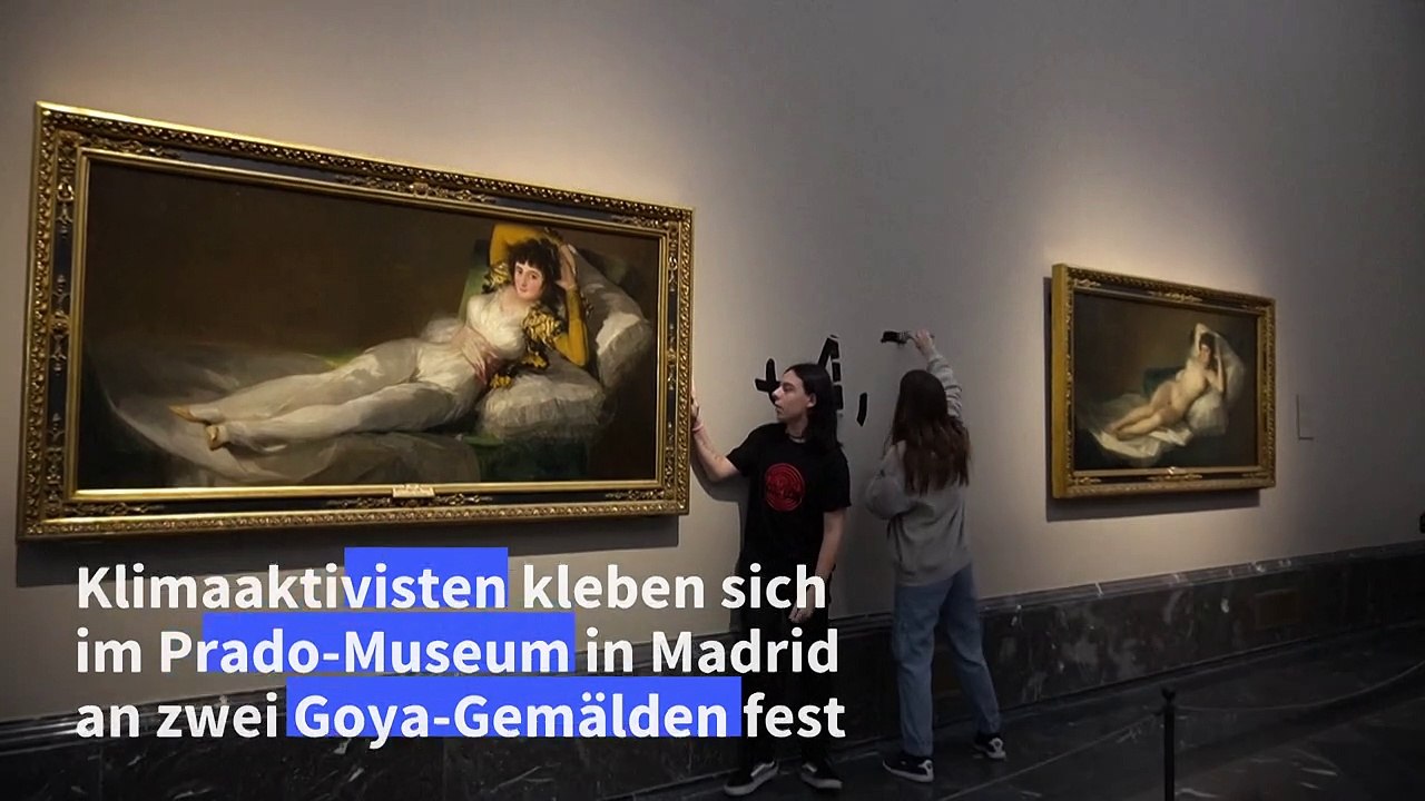 Klimaaktivisten kleben sich in madrid an rahmen von goya-gemälden fest