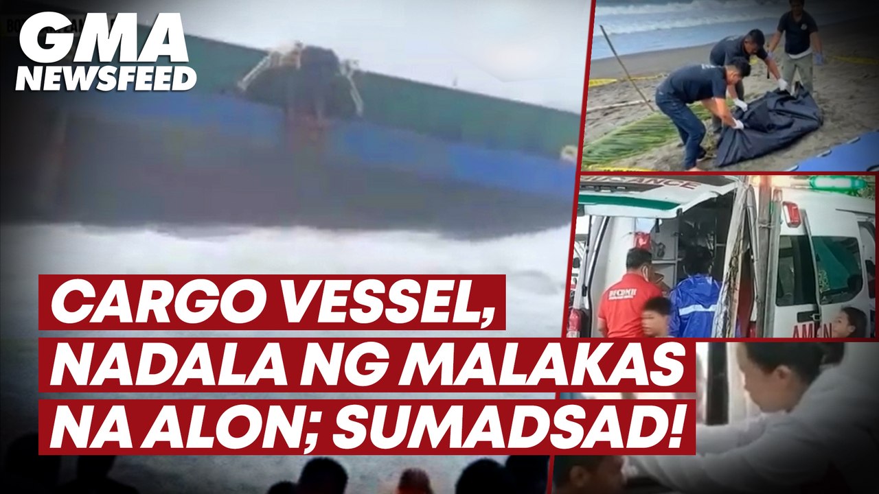 Cargo vessel, nadala ng malakas na alon; sumadsad! | GMA News Feed