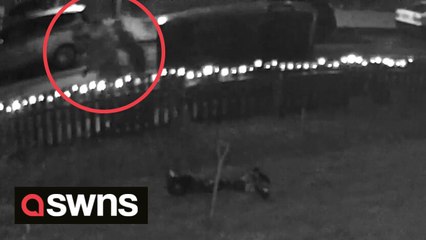 CCTV shows yobs tipping a woman's three-wheeled Robin Reliant on its side