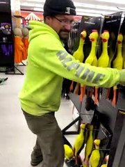 Brothers Clucking Around in Halloween Store