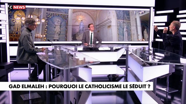 Regardez Gad Elmaleh sur CNews qui évoque son cheminement spirituel vers l'église catholique et sa passion depuis son enfance pour la Vierge Marie