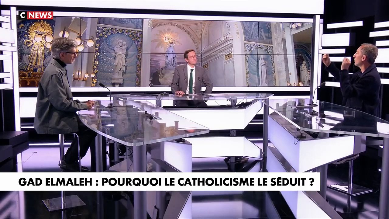 Regardez Gad Elmaleh sur CNews qui évoque son cheminement spirituel vers l'église catholique et sa passion depuis son enfance pour la Vierge Marie