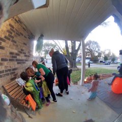 Old Lady and Kids Empty Buckets of Candy for Themselves