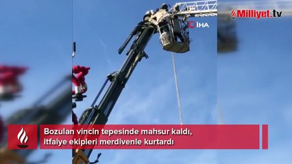 Vincin tepesinde mahsur kaldı itfaiye ekipleri yetişti