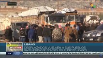 Líbano: Desplazados vuelven a sus pueblos bajo medidas de control del ejército libanés