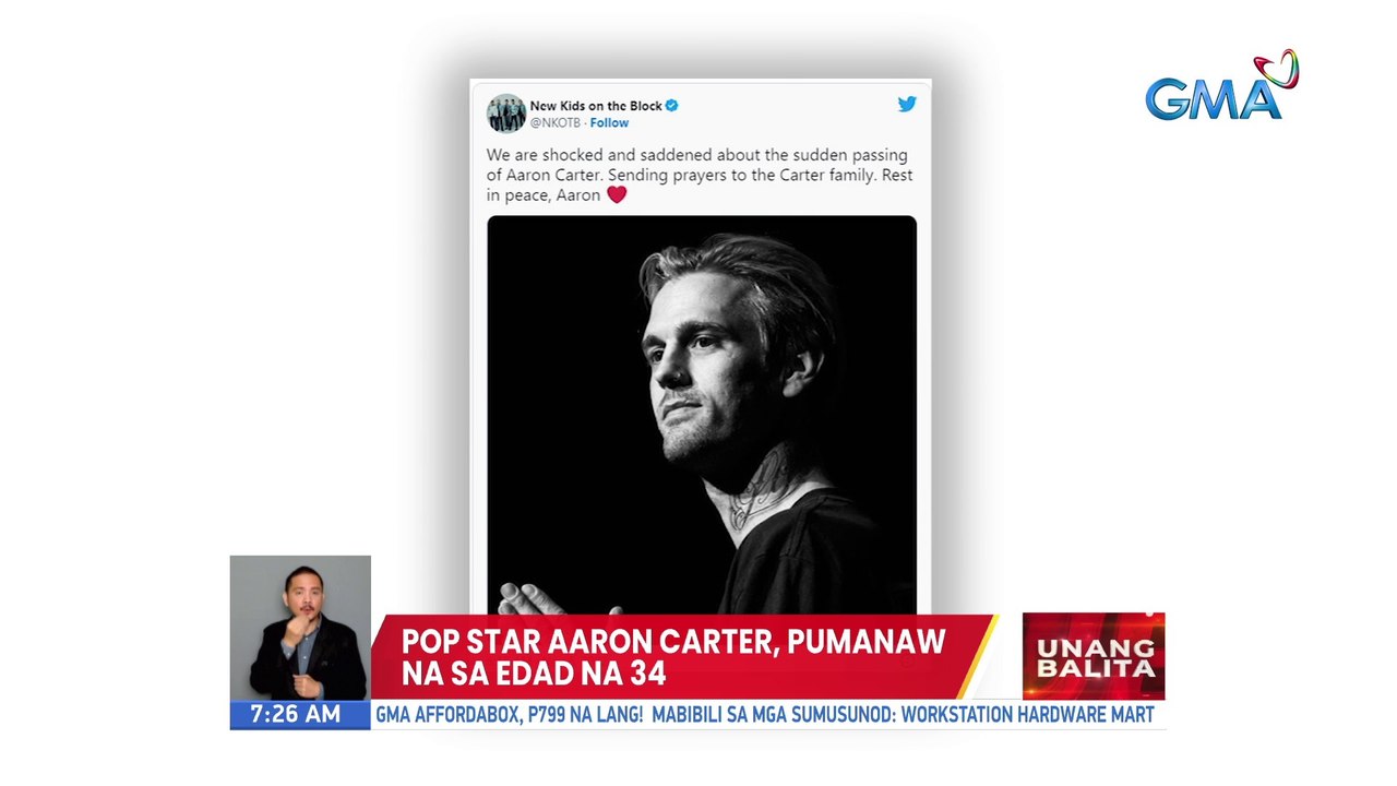 Pop star Aaron Carter, pumanaw na sa edad na 34 | UB