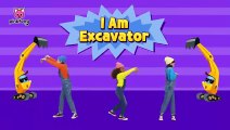 [4K] I am Excavator!   Strong Vehicles   Dance Along   Car Songs   Pinkfong Videos for Children