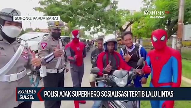 Polisi Ajak Superhero Sosialisasi Tertib Lalu Lintas