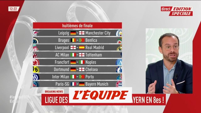 Les affiches des huitièmes de finale de la Ligue des champions - Foot - C1