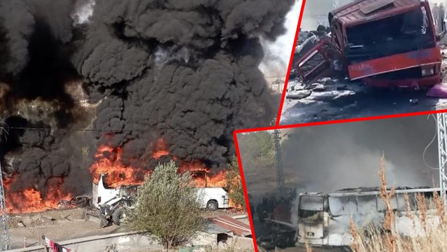 Ağrı'da yolcu otobüsü, 2 kamyona çarparak yandı: Ölü ve yaralılar var