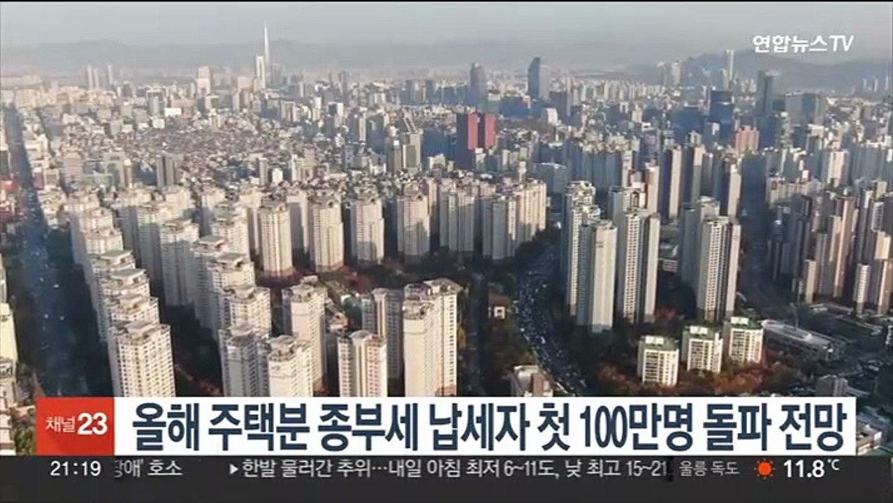 올해 주택분 종부세 납세자 첫 100만명 돌파 전망