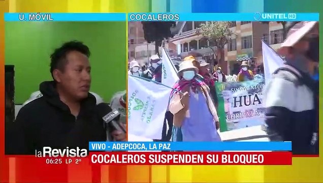 Adepcoca suspende marchas y bloqueo de carreteras en los Yungas de La Paz