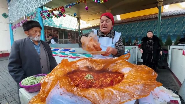 Massive Street Food in Uzbekistan 1500Kg of Beef Pilaf + Halal Food Market | Tashkent