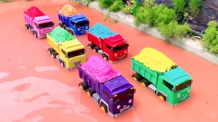 clean tayo's car and find tractor, fire truck, monk, dump truck