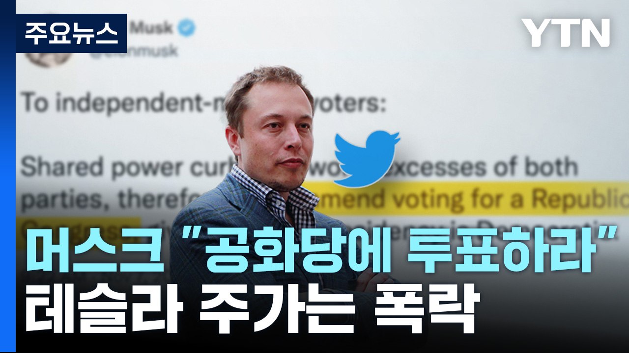 머스크 "공화당에 투표하라"...테슬라 주가 폭락 / YTN