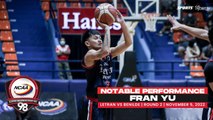 NCAA Season 98 | Notable Performance: Fran Yu (Letran vs Benilde) | Men's Basketball Tournament R2