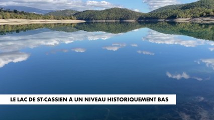 Le lac de St-Cassien à un niveau historiquement bas