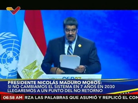 Pdte. Maduro en la COP27: Venezuela es responsable de menos del 0,4% de emisiones globales de gases